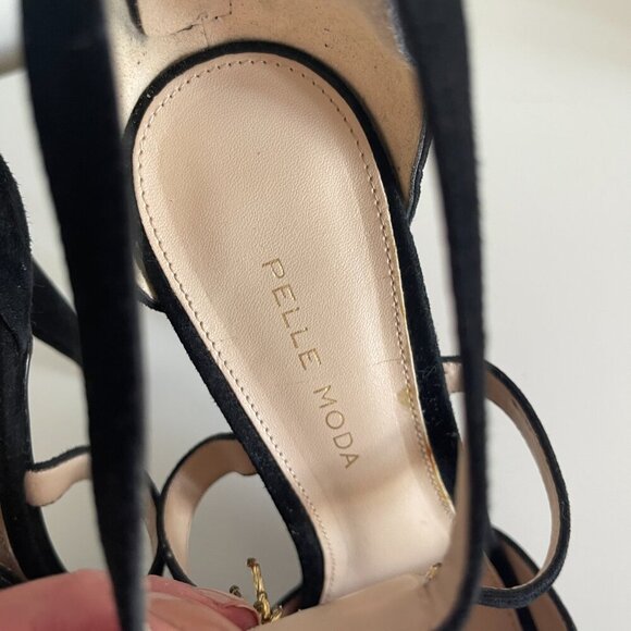 New Gold/Black Heel platform sandals - Picture 5 of 7